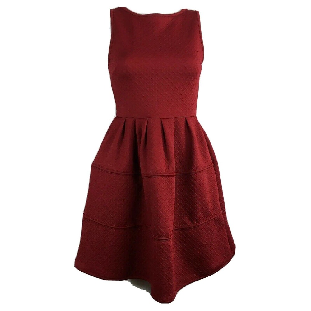 Alya Francescas Dress Womens Sz S‎ Maroon Red Knit Sleeveless Tiered Mini NWT